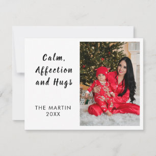 Peace Love and Hugs Minimal Christmas Photo Holiday Card