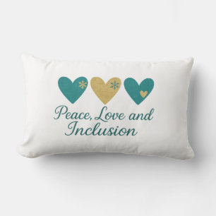 Peace, Love and Inclusion   Inclusive Holiday Lumbar Pillow