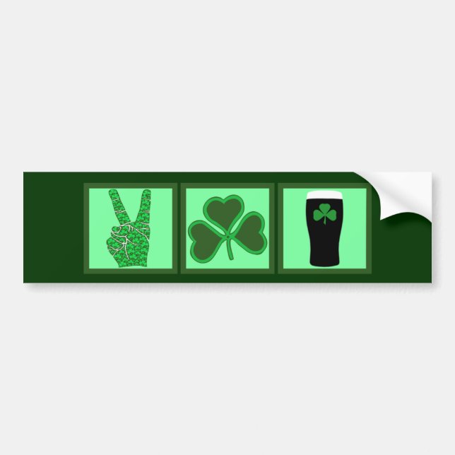 Peace,love and Irish beer Bumper Sticker (Front)