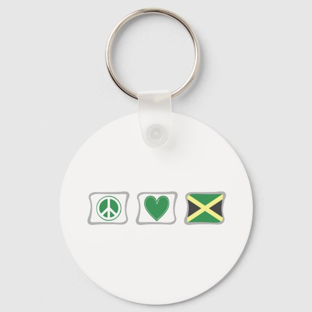 Peace Love and Jamaica Squares Keychain (Front)