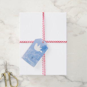 Peace, love and joy blue watercolor Christmas Gift Tags