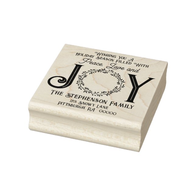 Peace Love and Joy Christmas Return Address Rubber Stamp (Stamp)
