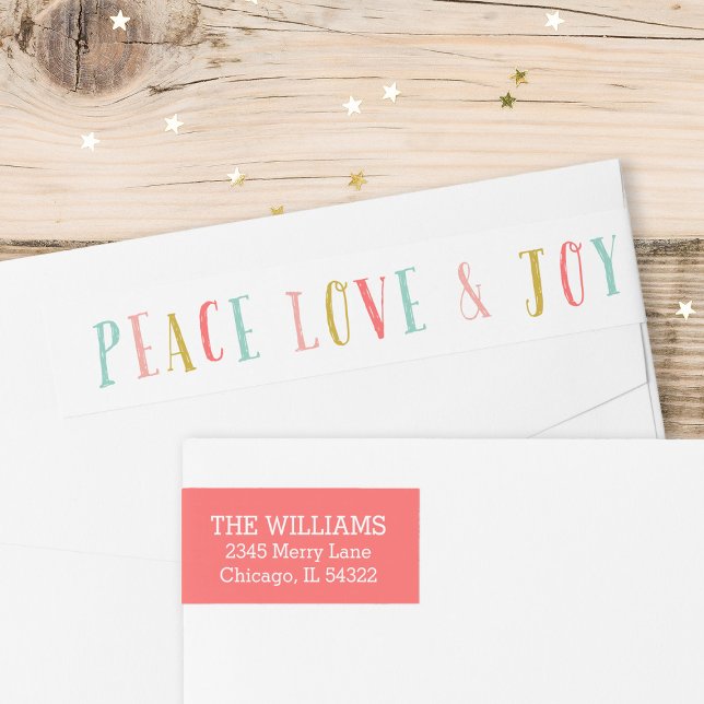 Peace Love and Joy Holiday Return Address Labels (Creator Uploaded)