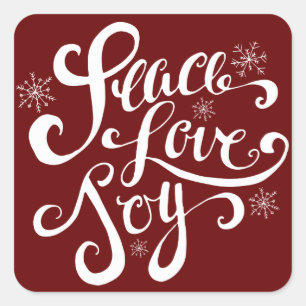 Peace Love and Joy Script Stickers Rouge Holiday