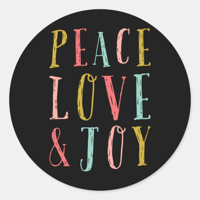Peace Love And Joy Whimsical Holiday Toddler  Classic Round Sticker (Front)