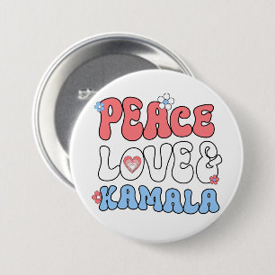 Peace Love and Kamala Harris 2024 3 Inch Round Button