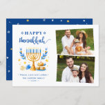 Peace Love and Latkes Happy Hanukkah 2 Photo Holiday Card<br><div class="desc">Send your Wishes with this Holiday Photo card that feature a Stunning Hanukkah Script and Jewish Holiday Symbols to highlight your greeting message.</div>