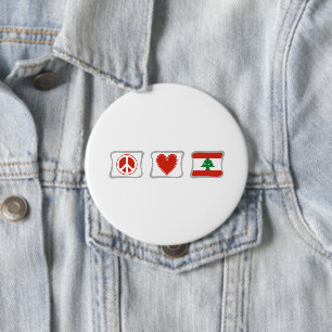 Peace Love and Lebanon Squares 4 Inch Round Button