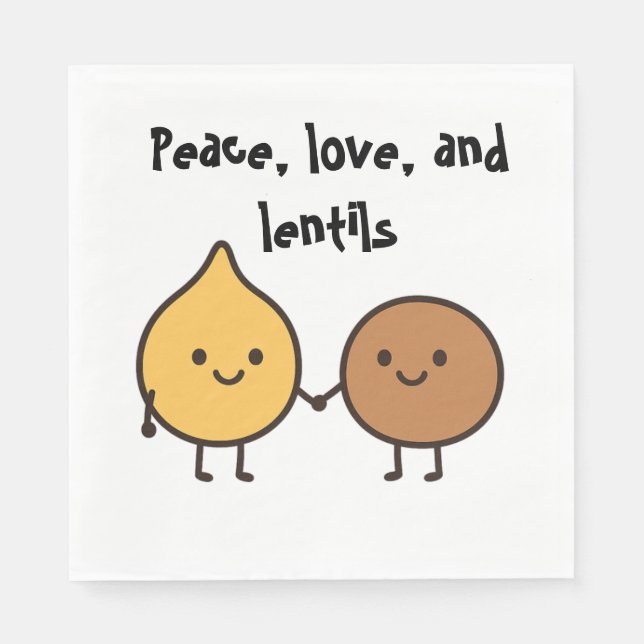 Peace, Love, and Lentils – Funny Vegan Design with Napkin (Front)