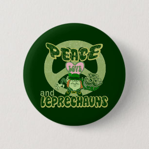 Peace Love and Leprechauns 2 Inch Round Button