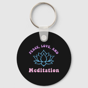 Peace Love And Meditation Trendy Retro Yoga New Ag Keychain