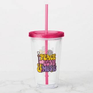 Peace, Love, And Music Acrylic Tumbler