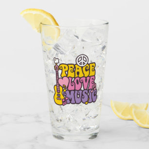 Peace, Love, And Music Glass Tumbler