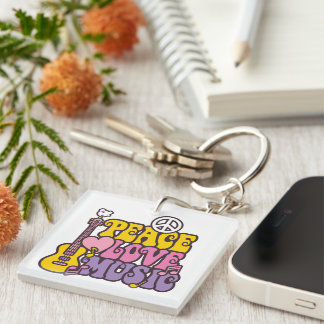 Peace, Love, And Music Keychain