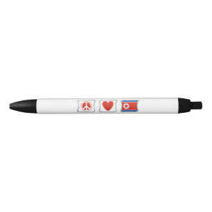 Peace Love and North Korea Squares Black Ink Pen