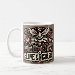 Peace, Love, and Nostalgia: Retro Typography Quote Coffee Mug