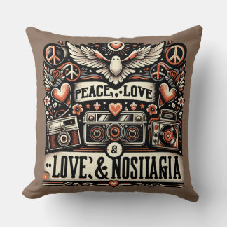 Peace, Love, and Nostalgia: Retro Typography Quote Throw Pillow