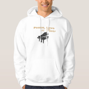 Peace Love and Piano Grand Piano Pianist Hoodie