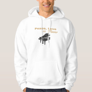 Peace Love and Piano Grand Piano Pianist Hoodie