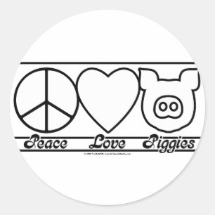 Peace Love and Piggies Classic Round Sticker