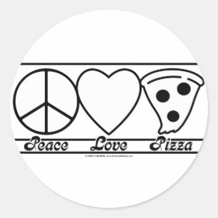 Peace Love and Pizza Classic Round Sticker
