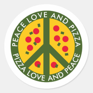 Peace Love and Pizza funny custom party stickers