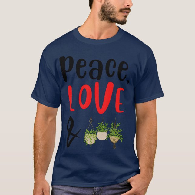 Peace Love and Plants retro T-Shirt (Front)