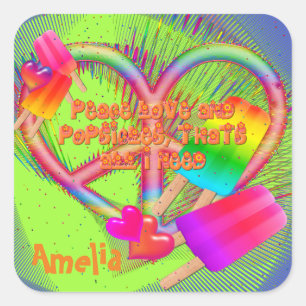 Peace Love and Popsicles-Square Stickers