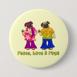 Peace, Love and Pugs Buttons
