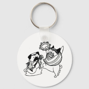 Peace, Love, and Pugs Keychain