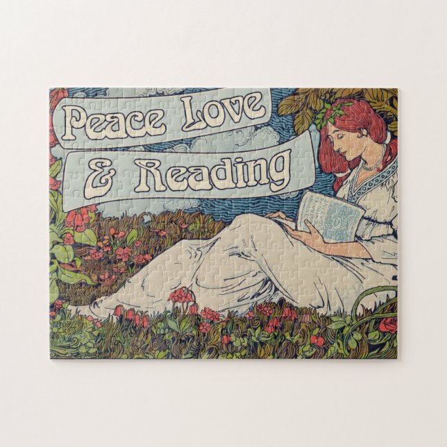 Peace love and reading jigsaw puzzle (Horizontal)