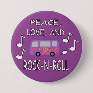 Peace Love and Rock-N-Roll Bus 3 Inch Round Button