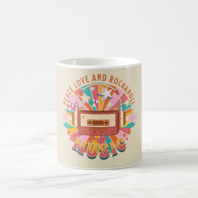 Peace love and rock & roll coffee mug (Center)
