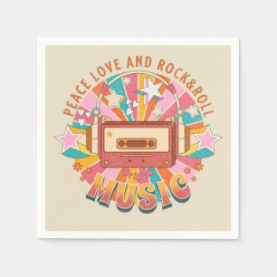 Peace love and rock & roll napkin