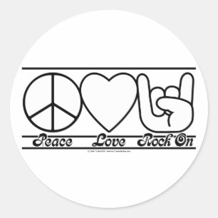 Peace Love and RockOn Classic Round Sticker