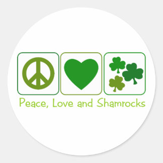 Peace, Love and Shamrocks Classic Round Sticker