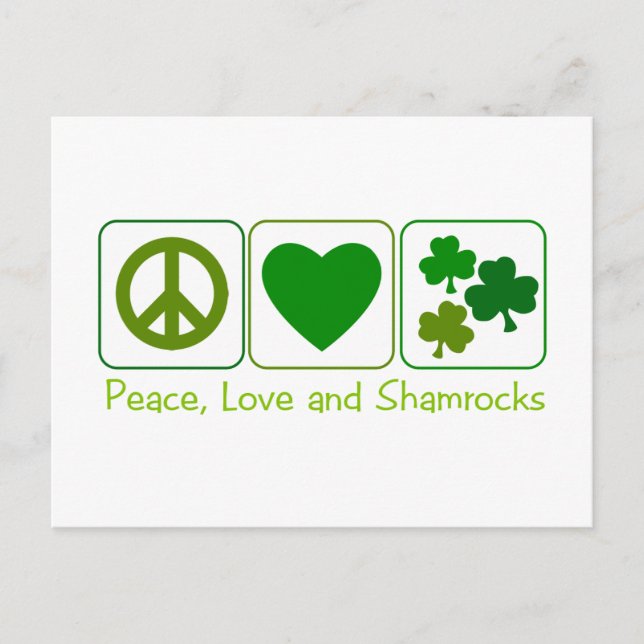 Peace, Love and Shamrocks Postcard (Front)