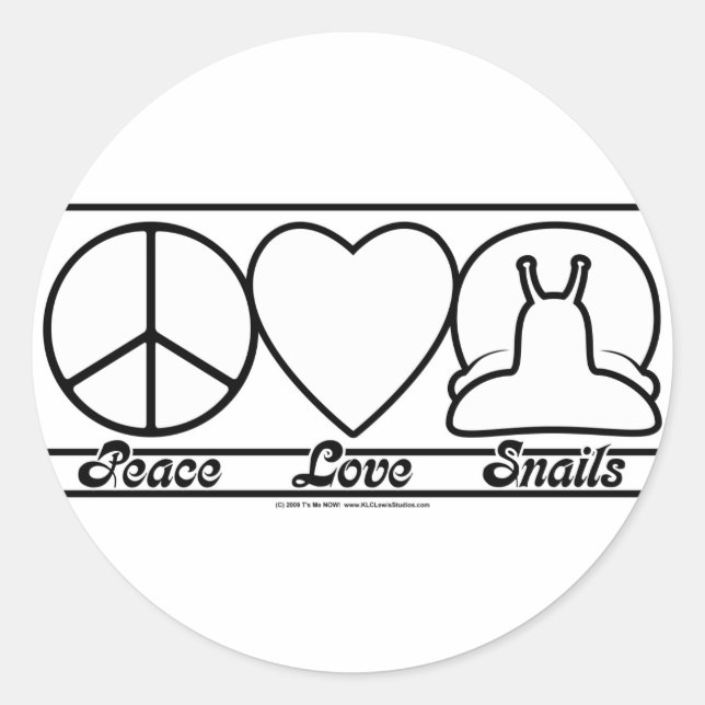 Peace Love and Snails Classic Round Sticker (Front)