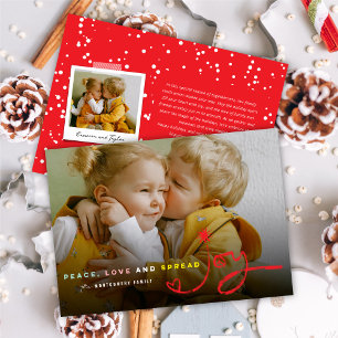 Peace Love And Spread Joy Typography Modern Photo Holiday Card