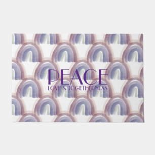 PEACE, LOVE AND TOGETHERNESS RAINBOW WELCOME MAT