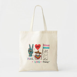 Peace Love and Trans LGBTQ Transgender Tote Bag
