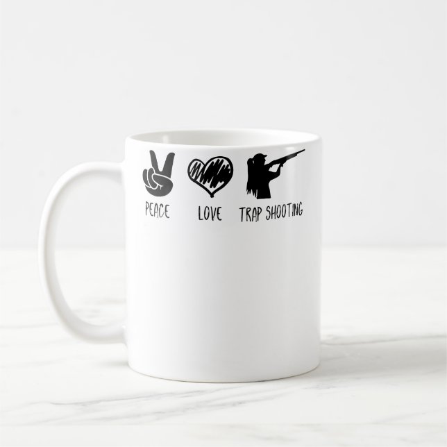 Peace Love And Trap Shooting Coffee Mug (Left)