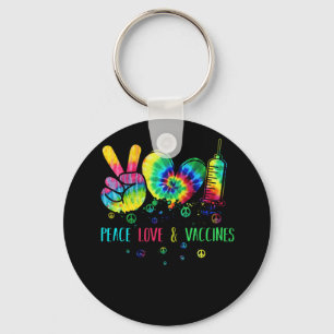 Peace Love and Vaccinated Tie Dye Keychain