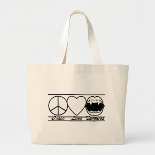 Peace Love and Vampires Large Tote Bag