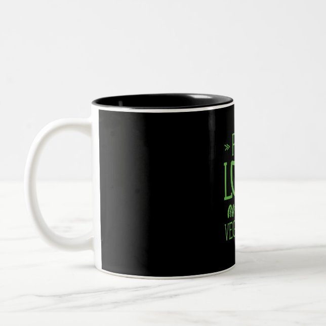 Peace Love And Vegetables Two-Tone Coffee Mug (Left)
