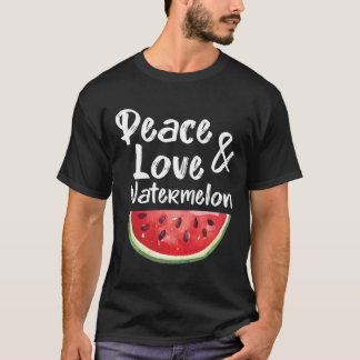 Peace Love And Watermelon Funny Tropical Summer Vi T-Shirt