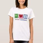 Peace Love Anesthesiology T-Shirt<br><div class="desc">Cute anesthesiologist Christmas gift featuring a peace sign,  heart,  and the medical caduceus symbol. Peace Love Anesthesiology.</div>