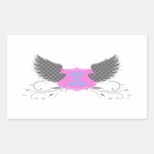 Peace Love Angel Wings Design Sticker