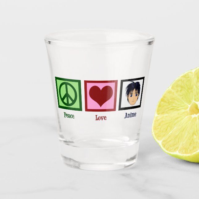 Peace Love Anime Shot Glass (Front)