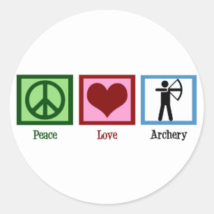 Peace Love Archery Classic Round Sticker
